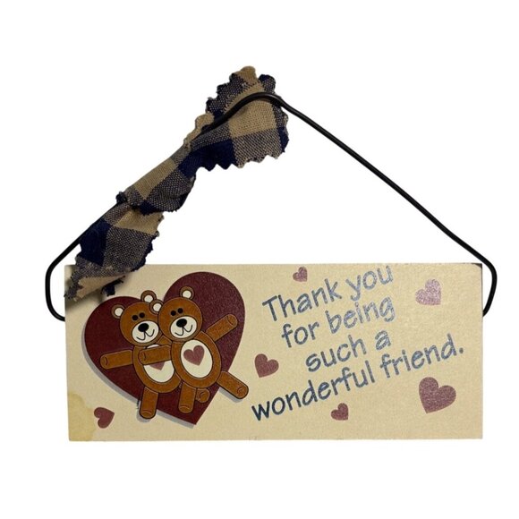 Thank You For Being Such A Wonderful Friend Hanging Sign Heart Hug - Picture 1 of 6